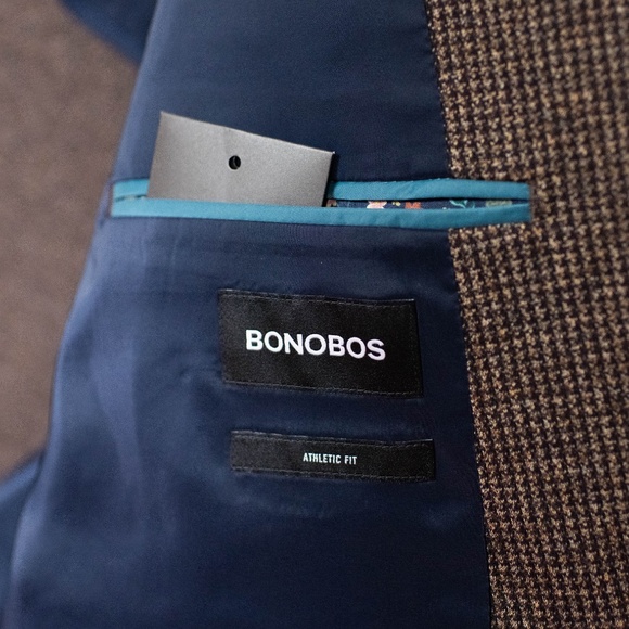 NEVER WORN Bonobos Jetsetter Knit Blazer in Chocolate Brown Houndstooth - Picture 3 of 6